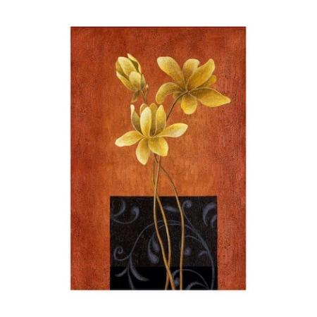 Pablo Esteban 'Yellow Flowers And Black Square' Canvas Art,12x19